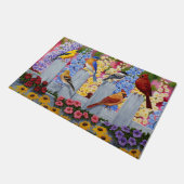 春カラフルバーズガーデンパーティー ドアマット (アングル)