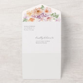 春カラフルフラワーロマンチックブライダルシャワー オールインワン招待状 (外側)