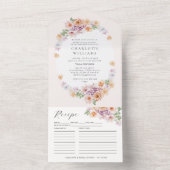 春カラフルフラワーロマンチックブライダルシャワー オールインワン招待状 (内側)