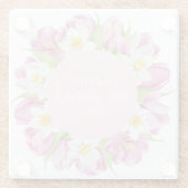 春カラフルフラワー子供の誕生日 ガラスコースター (裏面)