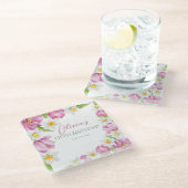 春カラフルフラワー子供の誕生日 ガラスコースター (アングル)