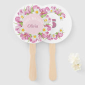 春カラフルフラワー子供の誕生日 ハンドファン (正面&裏面)