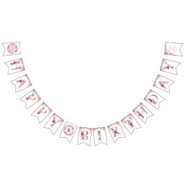 春カラフルフラワー子供の誕生日 バンティングフラッグ