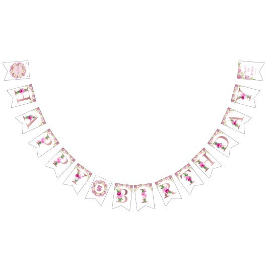 春カラフルフラワー子供の誕生日 バンティングフラッグ (全)