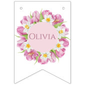 春カラフルフラワー子供の誕生日 バンティングフラッグ (第1の旗)