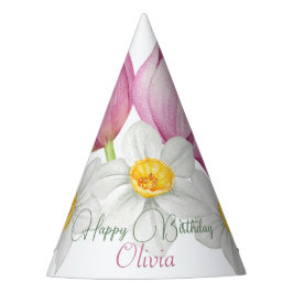 春カラフルフラワー子供の誕生日 パーティーハット