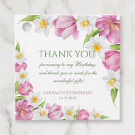 春カラフルフラワー子供の誕生日 フェイバータグ