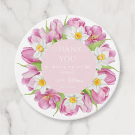 春カラフルフラワー子供の誕生日 フェイバータグ