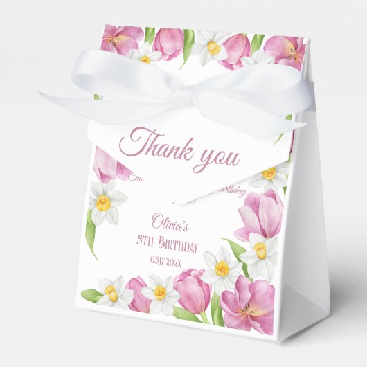 春カラフルフラワー子供の誕生日 フェイバーボックス (正面サイド)