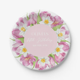 春カラフルフラワー子供の誕生日 ペーパープレート