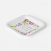 春カラフルフラワー子供の誕生日 ペーパープレート (傾斜あり)