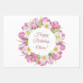 春カラフルフラワー子供の誕生日 ラッピングペーパーシート (正面3)