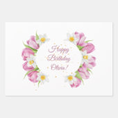 春カラフルフラワー子供の誕生日 ラッピングペーパーシート (正面2)