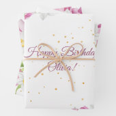 春カラフルフラワー子供の誕生日 ラッピングペーパーシート (インサイチュ)