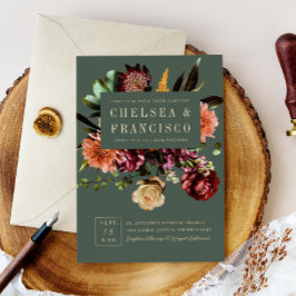 春カラフルフローラグ結婚リーン 招待状