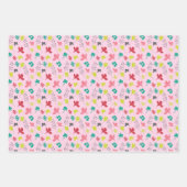 春カラフルフローラドードルブロージズサティンリボ ラッピングペーパーシート (正面3)