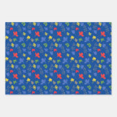 春カラフルフローラドードルブロージズサティンリボ ラッピングペーパーシート (正面2)