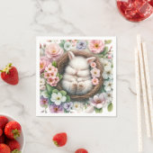 春カラフルフローラバニーベビーガールシャワー スタンダードカクテルナプキン (インサイチュ)