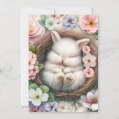 春カラフルフローラバニーベビーガールシャワー 招待状 (裏面)