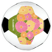 春カラフルフローラルパターカスタムンMonogram サッカーボール (回転)
