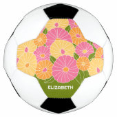 春カラフルフローラルパターカスタムンMonogram サッカーボール (正面)