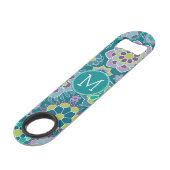 春カラフルフローラルパターカスタムンMonogram スピード栓抜き (正面アングル)