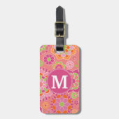 春カラフルフローラルパターカスタムンMonogram ラゲッジタグ (正面縦)