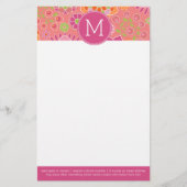 春カラフルフローラルパターカスタムンMonogram 便箋 (正面)