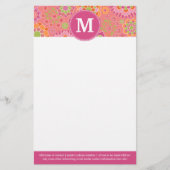春カラフルフローラルパターカスタムンMonogram 便箋 (正面)