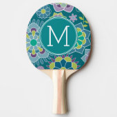 春カラフルフローラルパターカスタムンMonogram 卓球ラケット (正面)