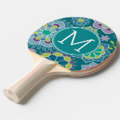 春カラフルフローラルパターカスタムンMonogram 卓球ラケット (正面アングル)