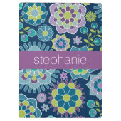春カラフルフローラルパターン名前をカスタムする クリップボード (裏面)