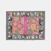 春カラフルフローラルパターン11写真名 フリースブランケット (正面(横))