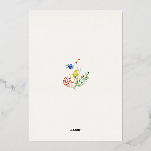 春カラフルフローラワイルドフラワー庭園の結婚式 箔招待状 (裏面)