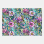 春カラフルフローラ加飾紙セット ラッピングペーパーシート (正面)