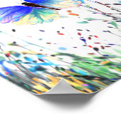 春カラフルポスタ飛んでいる絵画チョウ ポスター (角)