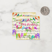 春カラフルミュージカル鳥誕生日カード ノートカード (正面/裏面インサイチュ)