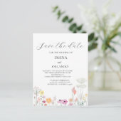 春カラフルワイルドフラワーの日付を保存 ポストカード (スタンド正面)