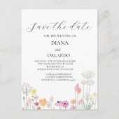 春カラフルワイルドフラワーの日付を保存 ポストカード (正面)