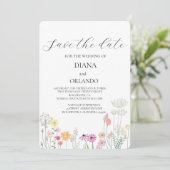 春カラフルワイルドフラワーの日付を保存 招待状 (スタンド正面)
