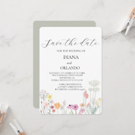 春カラフルワイルドフラワーの日付を保存 招待状