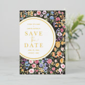 春カラフルワイルドフラワーウェディング日付を保存 箔招待状 (立ち正面)