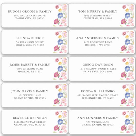 春カラフルワイルドフラワーゲスト住所 シール (正面)