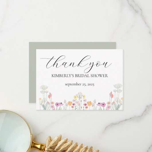 春カラフルワイルドフラワーベイビーシャワーありがとう サンキューカード (正面/裏面インサイチュ)