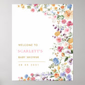 春カラフルワイルドフラワーベビーシャワーウェルカム ポスター (正面)