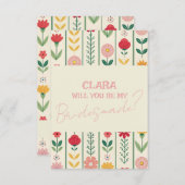 春カラフルワイルドフラワーメドウガーデブリッドメイド 招待状 (正面/裏面)