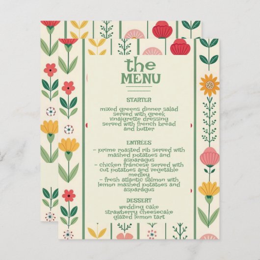 春カラフルワイルドフラワーメドウガーデンのウェッドメニュー (正面/裏面)