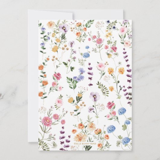 春カラフルワイルドフラワーメドウバプテスマ 招待状 (裏面)