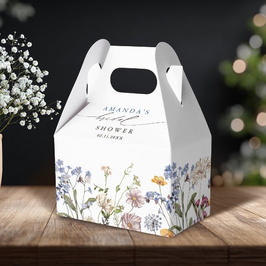 春カラフルワイルドフラワーメドウブライダルシャワー フェイバーボックス