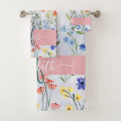 春カラフルワイルドフラワーメドウモノグラムノート バスタオルセット (インサイチュ)